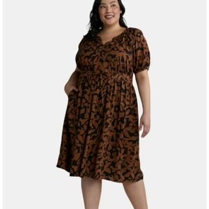 Terra & Sky Puff Sleeve Dress 2X